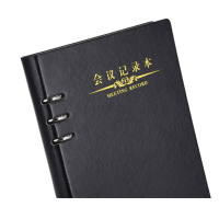 B5活页会议记录本 九孔活页本 商务开会本办公用品皮质本子工作簿笔记本 黑色