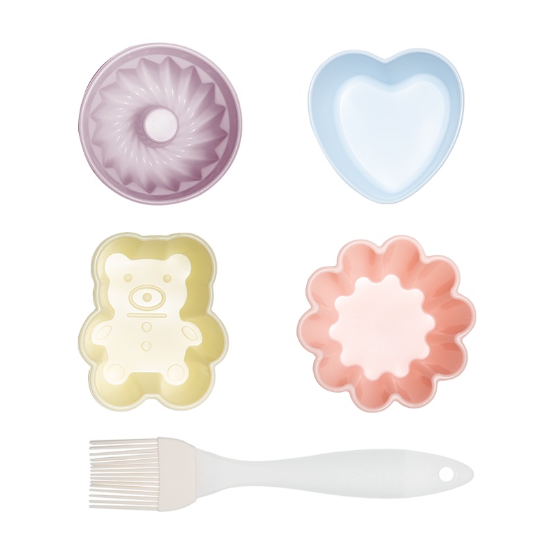 炊大皇食品级硅胶宝宝辅食家用做小饼干果冻厨房烘焙神器马卡龙色小蛋糕模套装XB1004