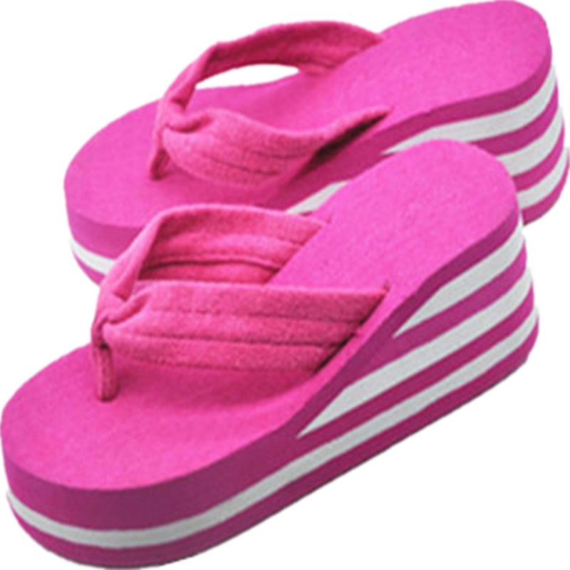 时尚新款凉拖鞋女夏松糕底超高跟人字拖女简约厚底沙滩夹脚拖鞋