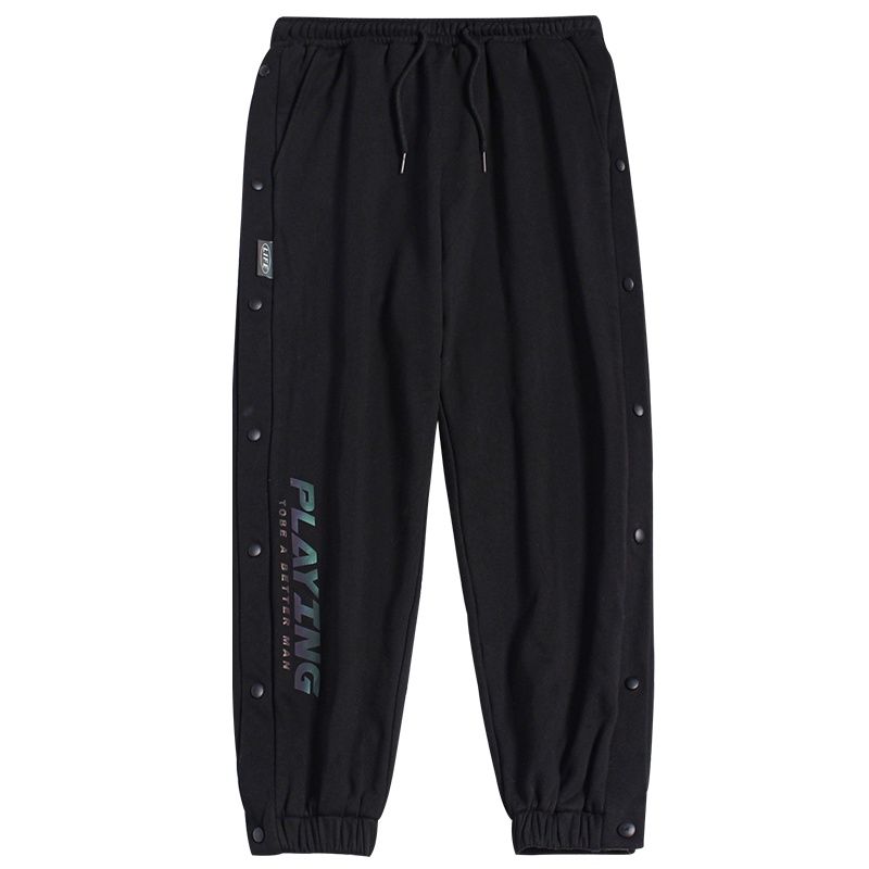 [直营]木林森(MULINSEN)新港风男装 秋冬新款排扣设计休闲裤男运动潮牌束脚卫裤