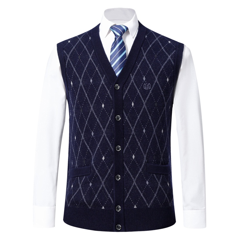 恒源祥男士羊毛马甲秋冬新款男装100%羊毛背心男士马甲坎肩外套