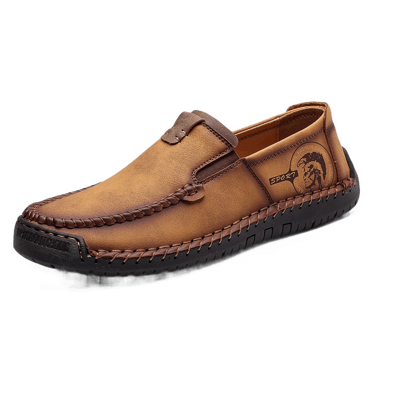 策乐(cele)皮鞋男手工缝制男士休闲鞋套脚男鞋透气一脚蹬低帮鞋轻便大码鞋HY-7199