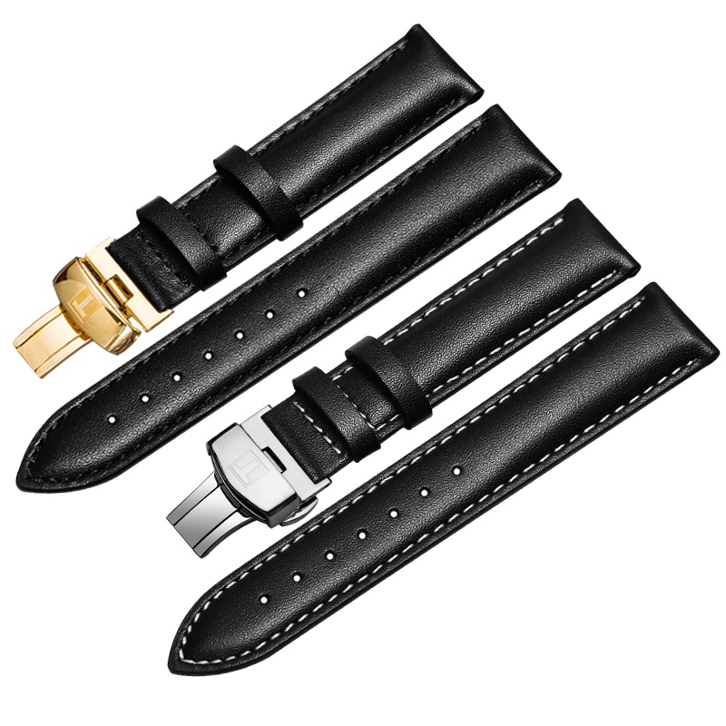 天梭时捷表带真皮男适用T095男表1853手表带平纹19/20mm表链配件