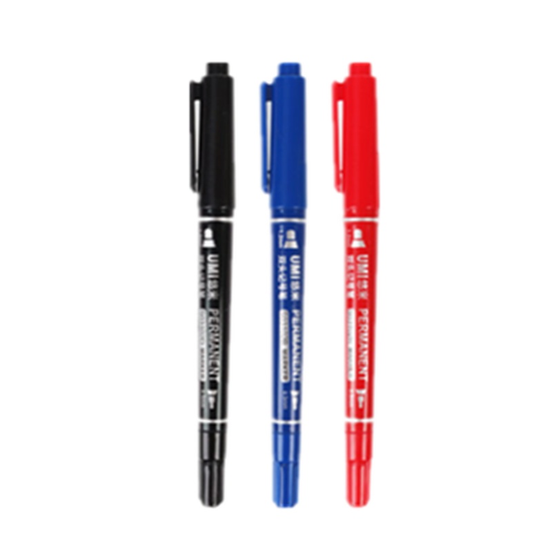 悠米(umi)S03102小双头记号笔儿童绘画勾线笔黑色油性笔马克笔标记笔细 红色 10支/盒