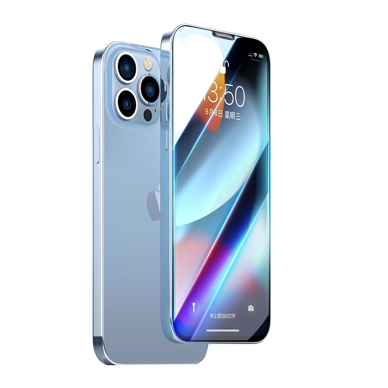 ESCASE 苹果13/13pro钢化膜 iPhone13/13pro手机贴膜 透明高清防爆裂无白边非全屏覆盖玻璃前贴膜