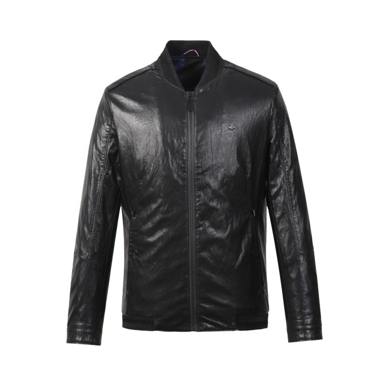 阿仕顿男装皮衣商务休闲青年PU皮棒球领男士皮衣外套