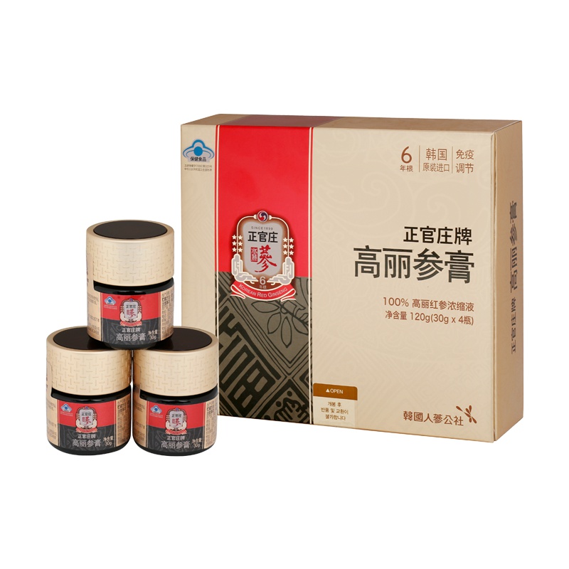 正官庄高丽参膏30g*4瓶 共120g 韩国原装进口 六年根 人参浓缩液 红参