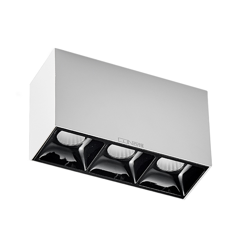 西顿照明LED明装射灯三头吸顶式射灯客厅无主灯照明格栅灯斗胆灯无频闪