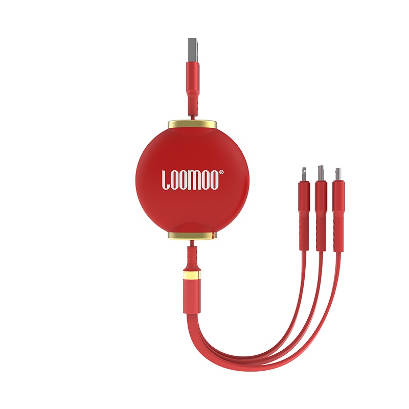 乐默红灯笼伸缩一拖三线