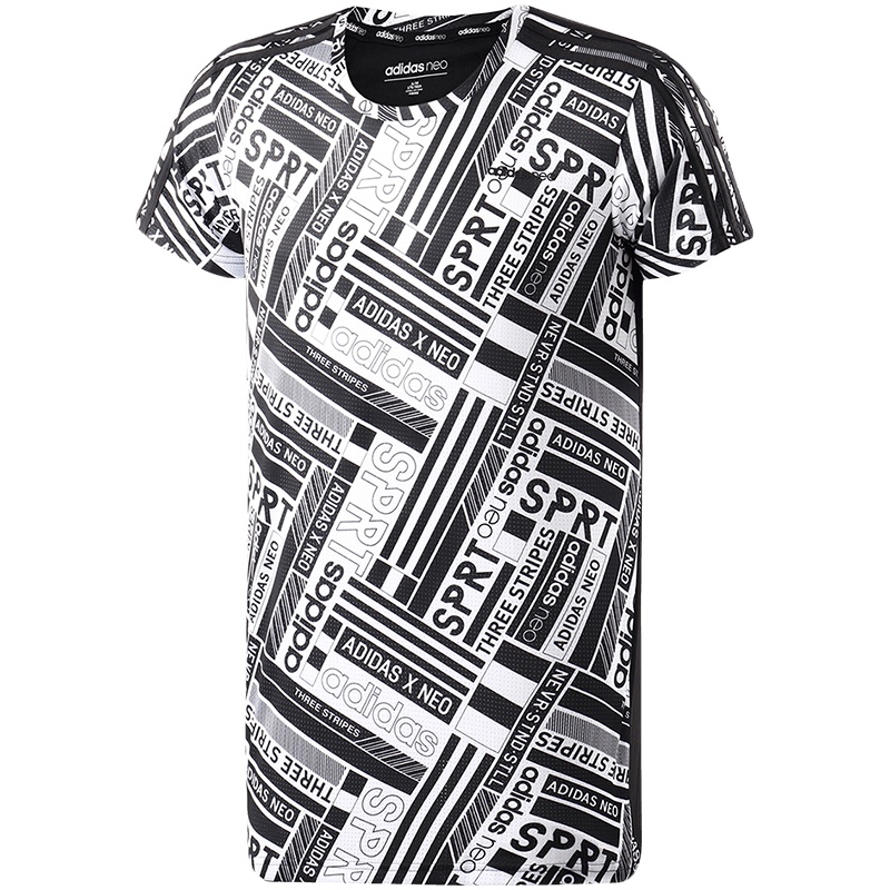 adidas阿迪达斯NEO男装夏季休闲印花网眼拼接短袖T恤运动服CE1047.