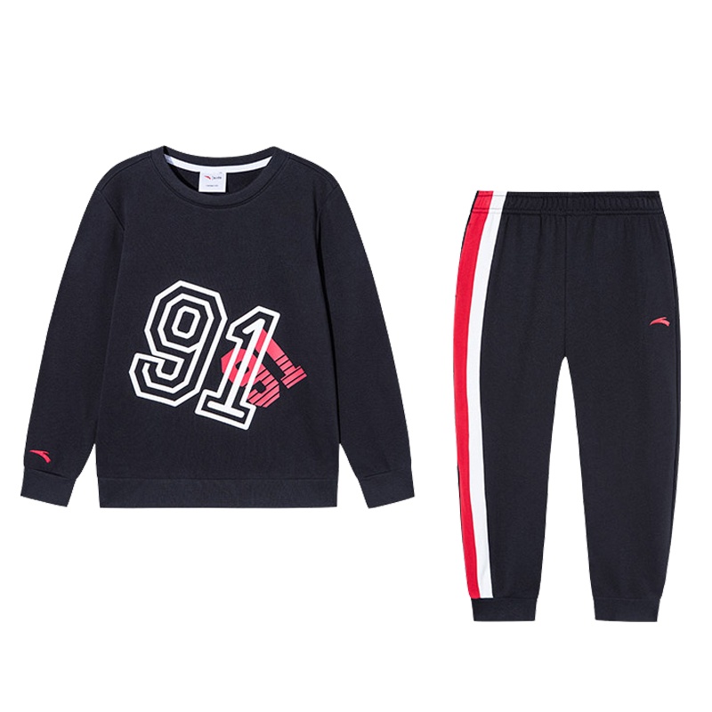 【130-170】ANTA安踏童装 男儿童 中大童套头衫针织运动套装