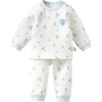 童泰TONGTAI秋冬婴儿加厚肩开套装1-12个月宝宝套头保暖上衣裤子2件套