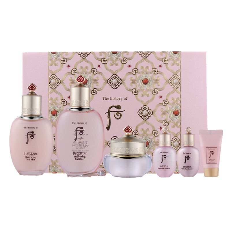 whoo后水妍套盒6件套装面部护肤套装礼盒(洗面奶13ml+水150+水20+乳液110+乳液20+霜30)