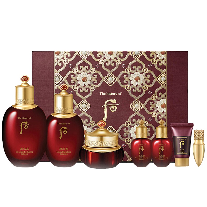 [假一赔十]后(Whoo)津率享红华凝香7件套装套盒 保湿补水 滋养修护 面部护肤礼盒