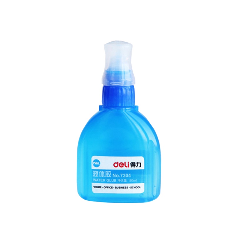得力(deli)7304液体胶使用方便高性能粘性好带刷头瓶装办公胶水50ml