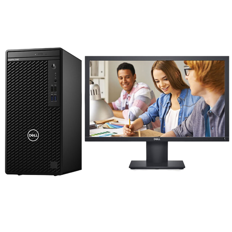 戴尔(DELL)OptiPlex 3080MT台式办公电脑 i3-10100/4G/1T机械/集显/22寸
