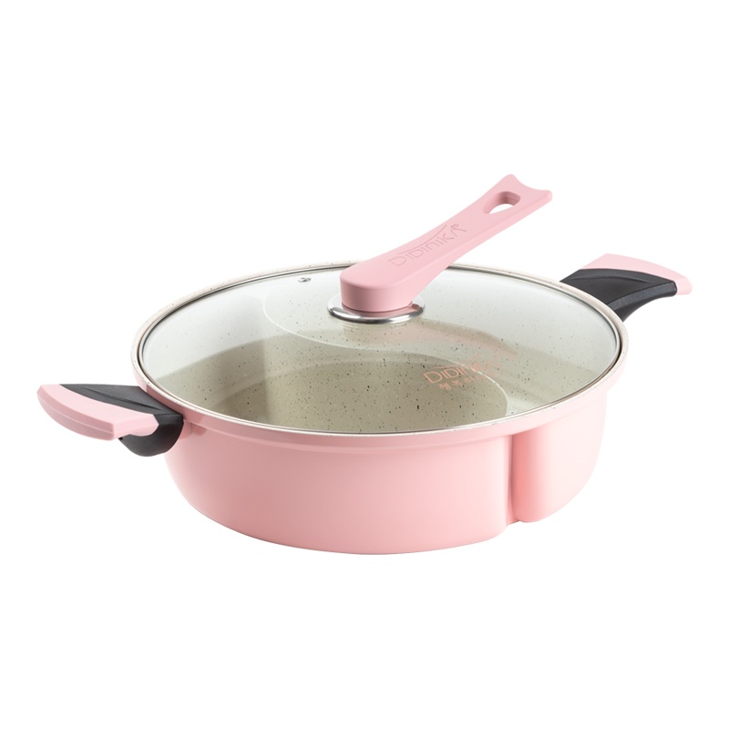 迪迪尼卡(Didinika) 鸳鸯火锅30cm麦饭石不粘锅家用大容量电磁炉燃气通用麦饭石厨具锅具