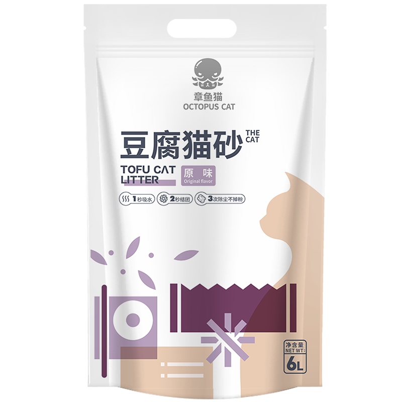 章鱼猫原味豆腐猫砂6L*2包豆腐砂猫沙除臭猫砂猫咪用品猫砂豆腐砂