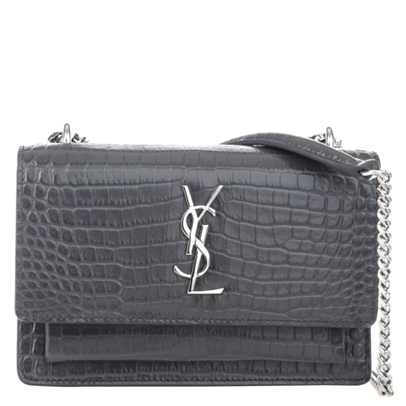 [直营]Yves Saint Laurent(圣罗兰) 迷你鳄鱼纹牛皮 风琴包链条包 女士单肩包斜挎包 YSL女包