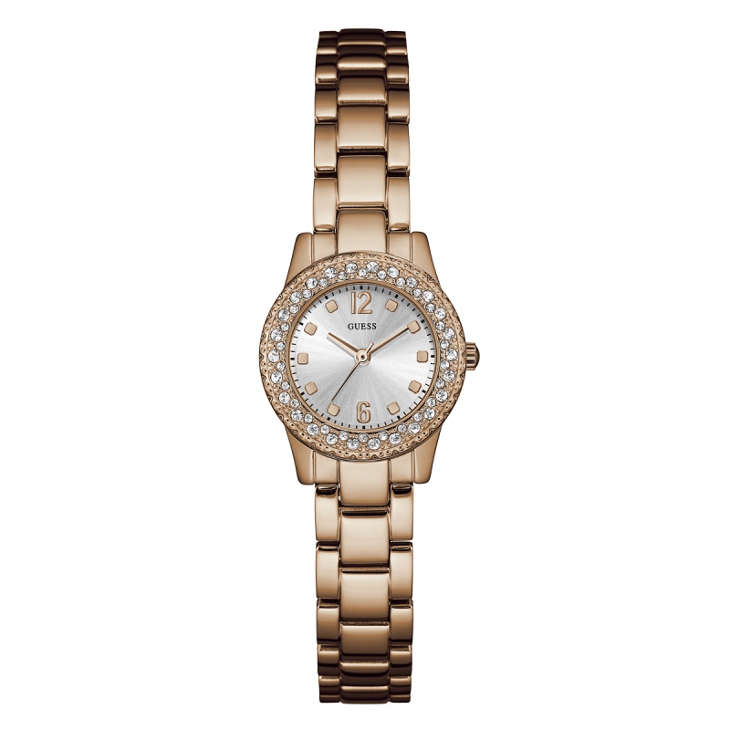 GUESS纤巧迷你水晶镶嵌小表盘石英腕表W0889L3
