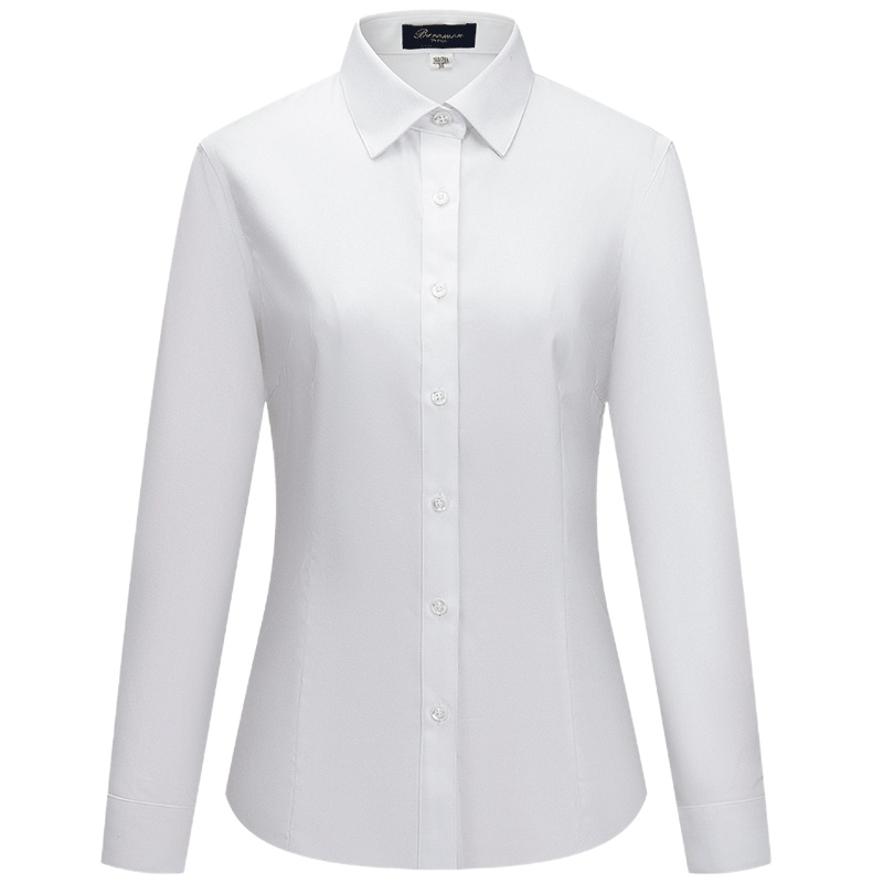 培罗蒙(Baromon)女士衬衫白色长袖纯棉商务职业装衬衣N21001