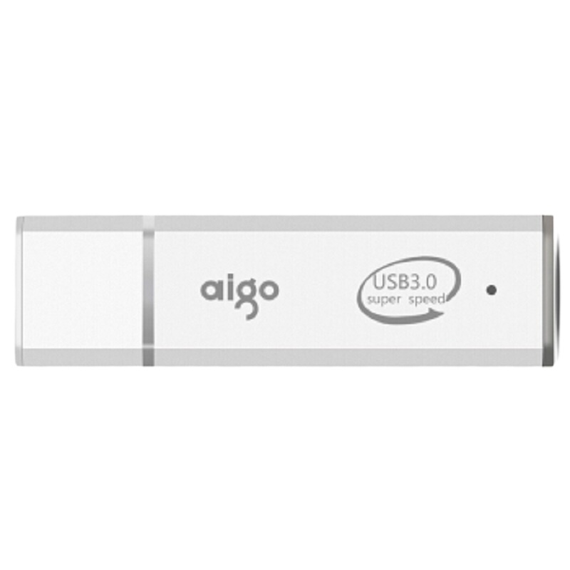 [精选]爱国者(aigo)U320 电脑高速64GU盘 USB3.0 小巧便携闪充金属亮银优盘 银色