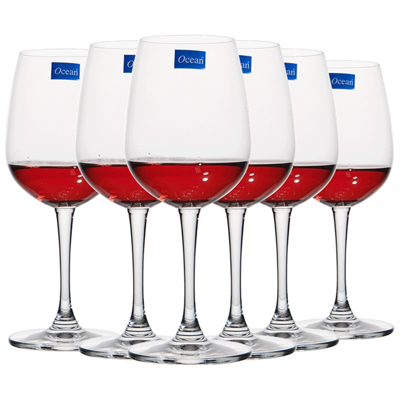 Ocean进口无铅玻璃冷切口酒杯红酒杯葡萄酒杯高脚杯315ML6只