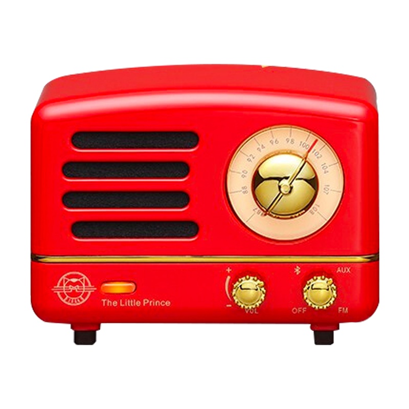 猫王收音机 小王子OTR 无线便携蓝牙音箱迷你小音响可爱复古音响家用低音炮创意礼品收音机 嬉皮红 门店