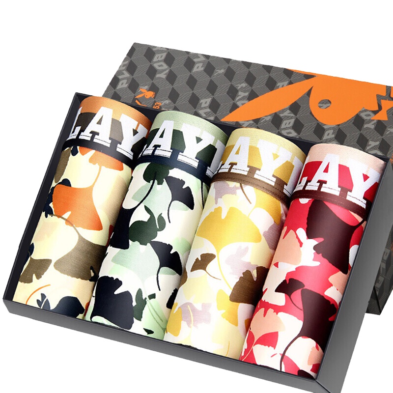 花花公子男士冰丝平角裤迷彩透气男四角裤5260B