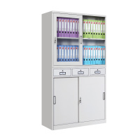 [红心家居]加宽钢制办公文件柜斗柜玻璃移门铁皮柜档案柜资料柜铁柜储物柜子