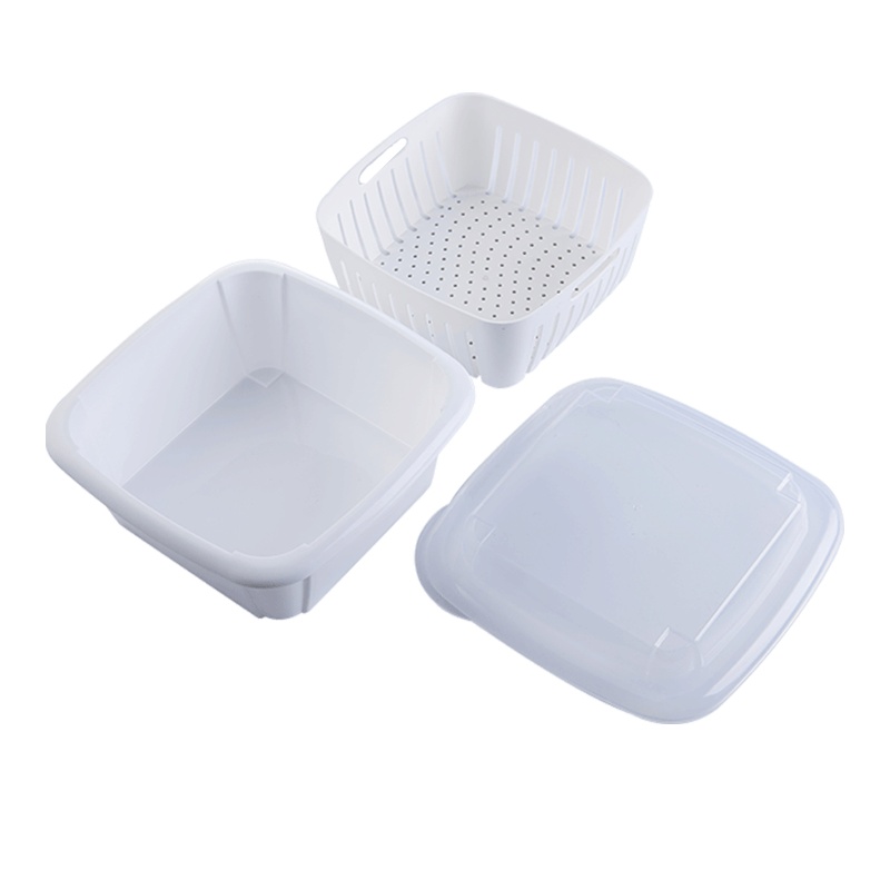 单爱 双层塑料沥水篮 洗菜盆洗菜篮厨房家用整理淘米洗水果菜篮子水果盘 6316双层保鲜沥水篮