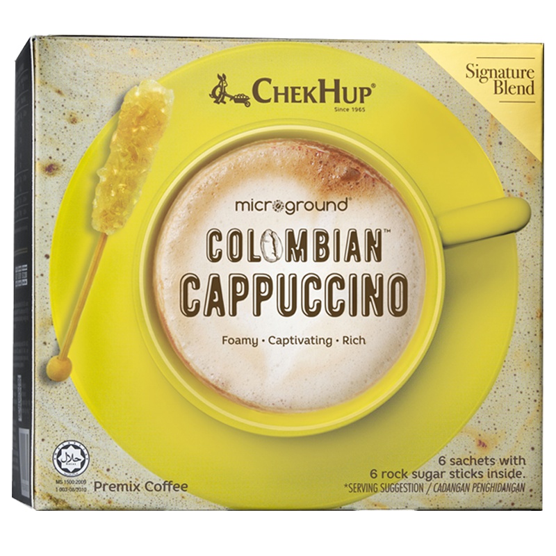 马来西亚原装进口 泽合怡保哥伦比亚卡布奇诺咖啡 速溶咖啡粉198g(带冰糖棒冲调饮品盒装