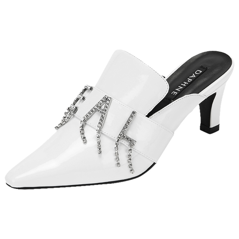 达芙妮新款水钻流苏穆勒半拖鞋