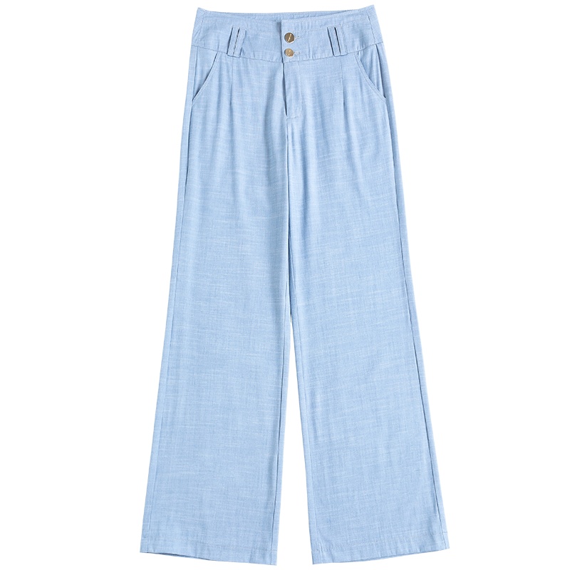 蓝旗 春季新款女士梭织天丝阔腿裤高腰垂感拖地长裤宽松休闲牛仔裤