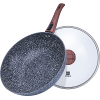 三禾麦饭石炒锅不粘锅家用多功能炒菜锅电磁炉燃气灶适用不沾锅30cm