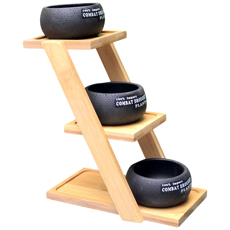 津沽园艺 花盆容器 白瓷花盆多肉植物陶瓷花盆 简约客厅桌面肉肉小花器 多规格可选带木托陶瓷小花盆