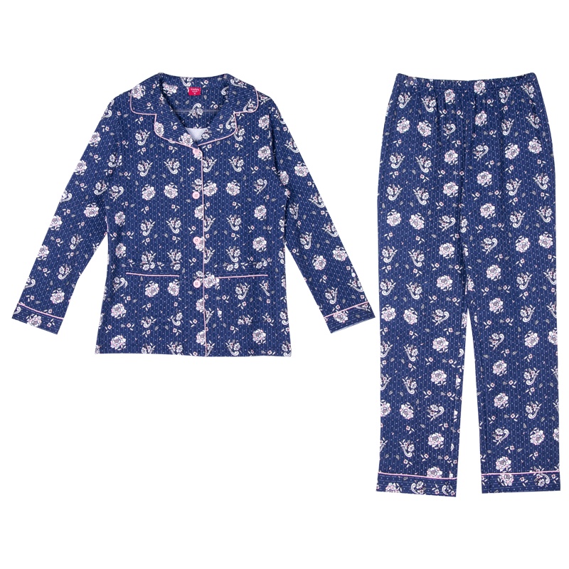 雪仙丽睡衣女春季纯棉长袖长裤韩版休闲可外穿开衫家居服女士套装