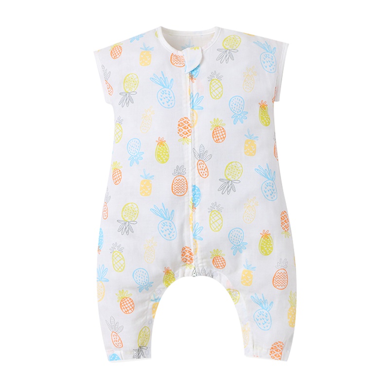 米乐鱼 婴儿睡袋儿童防踢被春夏款纱布分腿春秋薄款睡袋宝宝睡袋夏威夷沙拉系列