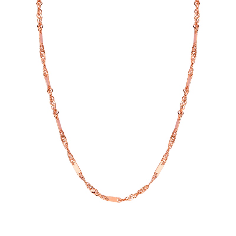 schl-周大福时尚优雅水波瓦片K金链18K金彩金项链