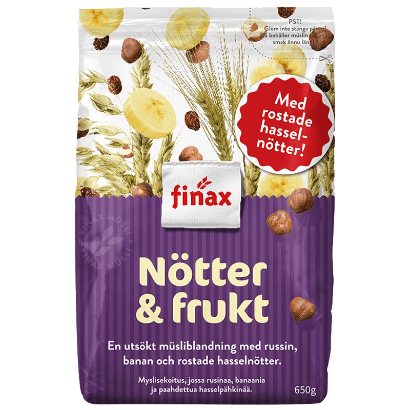 [产自瑞典]FINAX 即食麦片 多重水果 650g/袋 水果坚果麦片 谷物早餐 方便速食 进口食品 瑞典进口