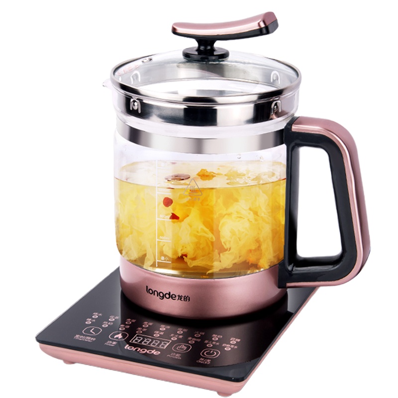 龙的(longde) 养生壶 玻璃煎药壶花茶壶 煮茶壶多功能触控操作LD-YS1521 玫瑰金 单台价格