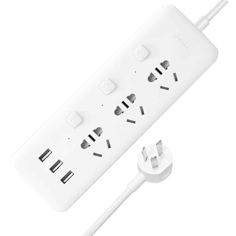 公牛usb插座多功能家用智能插线板带线电插排插带过载保护手机快速充电学生宿舍创意小白接线板1.8米UUN153