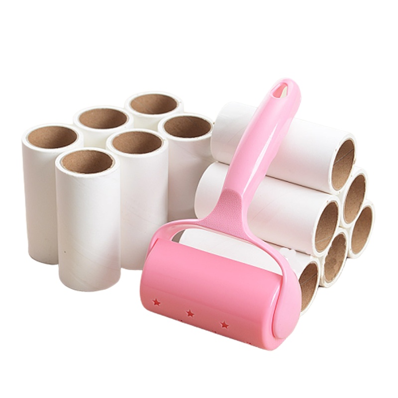 [1手柄+9卷纸]衣服去毛器粘尘滚筒式粘毛器可撕式去球沾毛滚刷10cm粘毛滚除尘器-无盖款