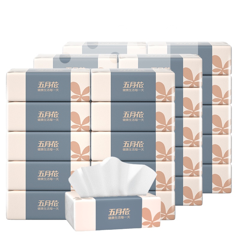 五月花抽纸3层100抽30包餐巾纸面纸卫生纸家用纸巾擦手纸