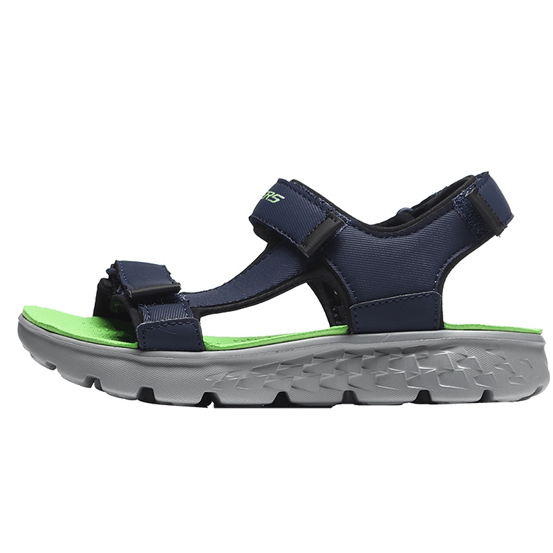 Skechers斯凯奇男大童凉鞋轻便魔术贴透气运动鞋95697L 95697L/NVLM海军蓝色+柠檬色