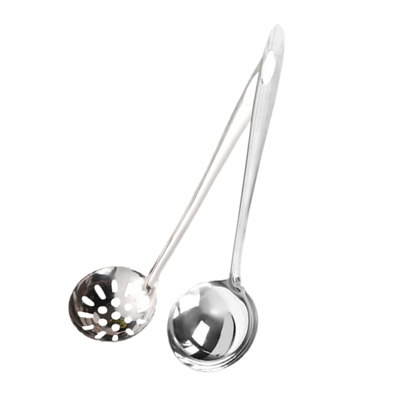 [2套]不锈钢火锅漏勺+汤勺 25×6cm 家用火锅勺 长柄商用火锅汤勺厨房汤壳带孔可挂式