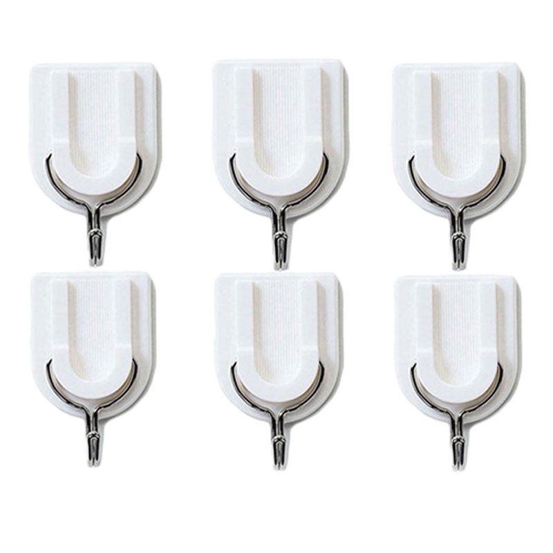 白色强力粘钩不锈钢挂钩无痕门后挂钩衣帽钩承重2.5kg 6个