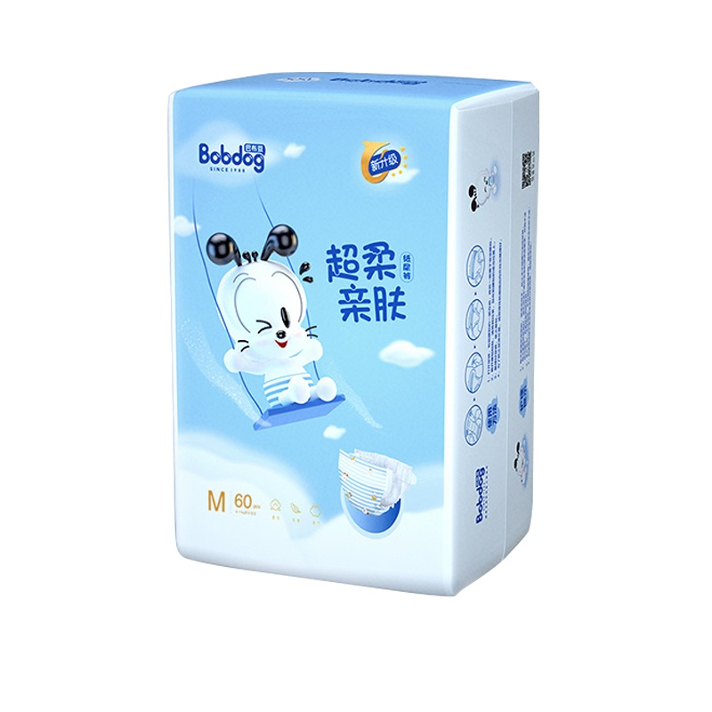 巴布豆超柔亲肤婴儿轻柔纸尿裤M60片宝宝尿不湿