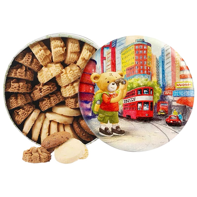 [香港正版] 香港珍妮曲奇聪明小熊奶油曲奇饼干 果仁八味曲奇饼干 690g 休闲零食 送礼礼盒节日礼盒小熊饼干