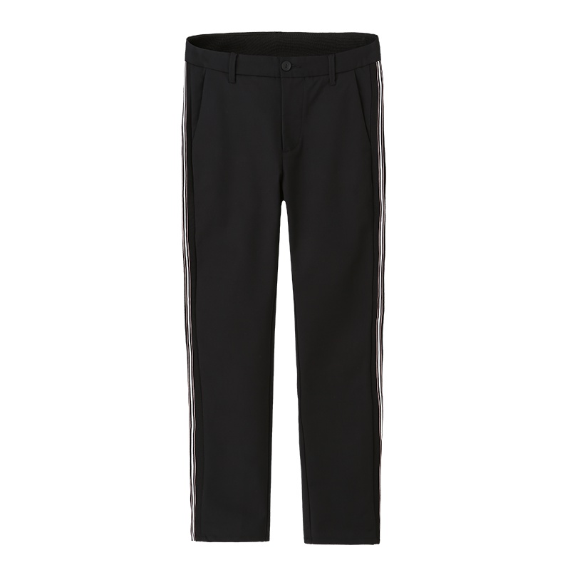 马克华菲男士休闲裤撞色条纹窄脚潮流直筒九分小脚裤_1